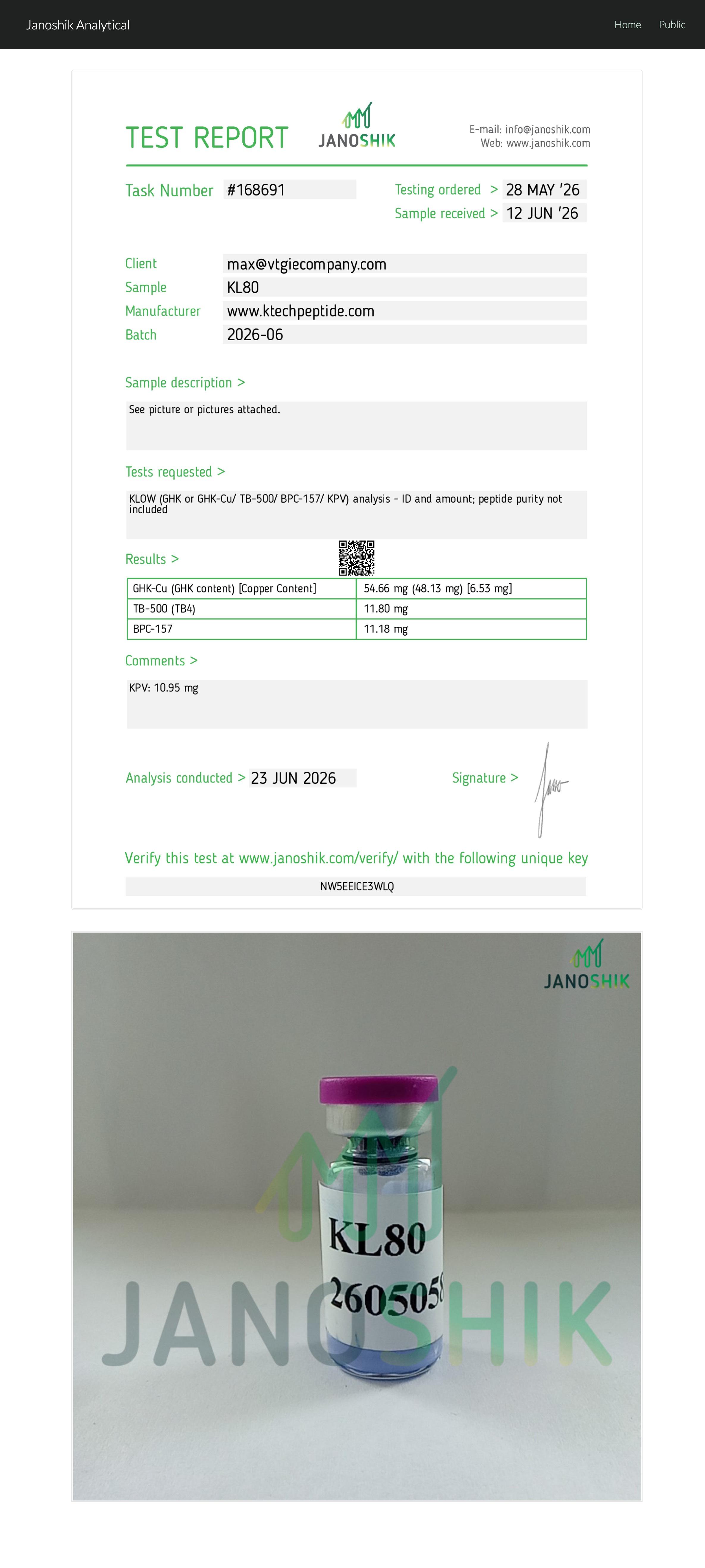 Certificate of Analysis for KLOW Blend