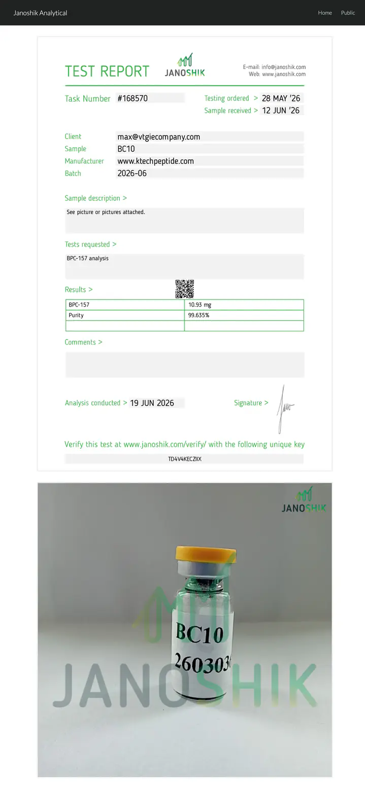 Certificate of Analysis for BPC-157